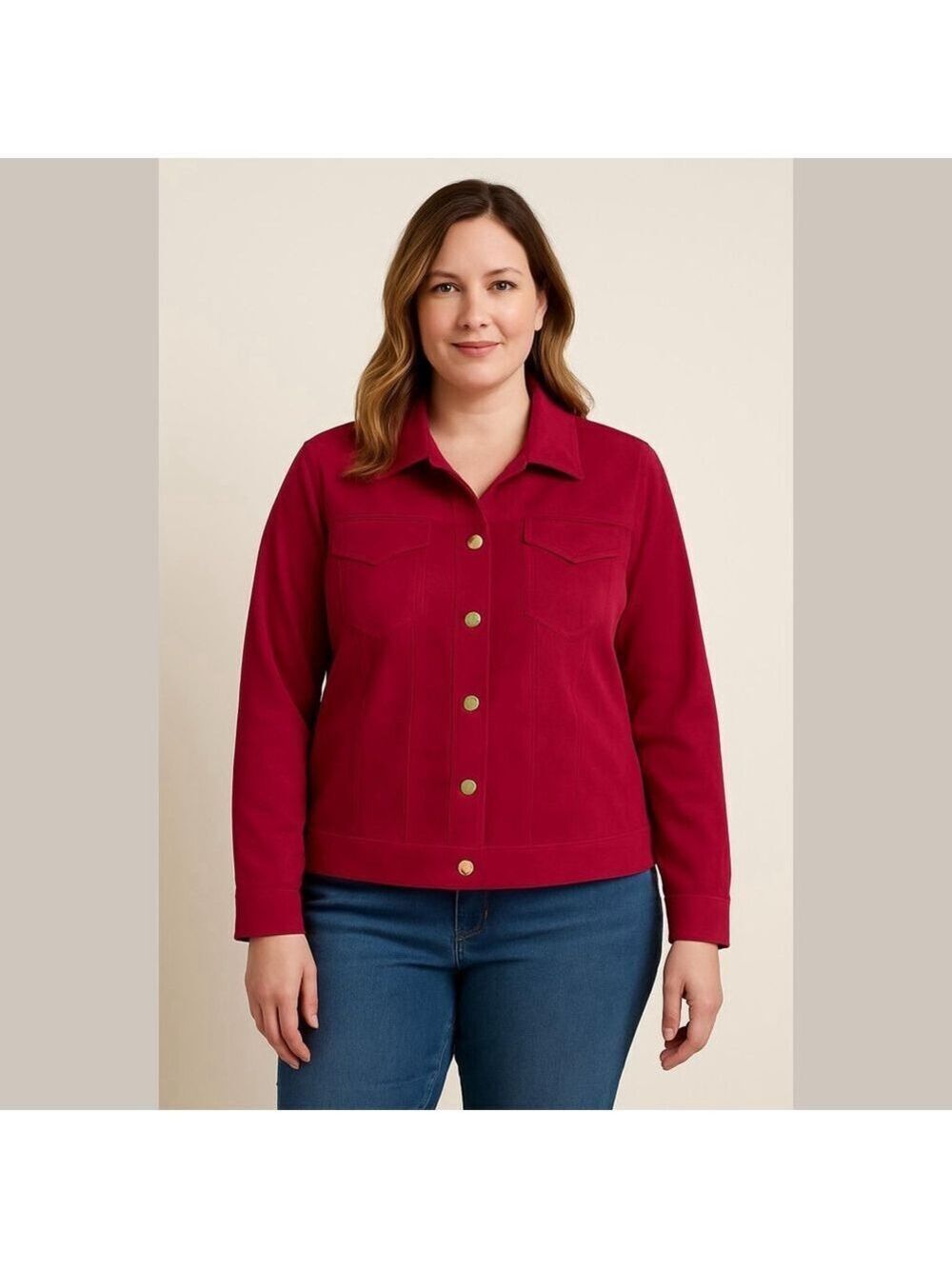 Women's Chico's Berry Gold Button Utility Jacket Plus Size 14